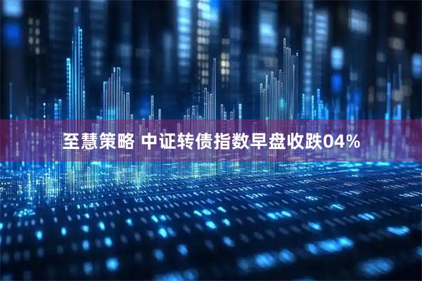 至慧策略 中证转债指数早盘收跌04%